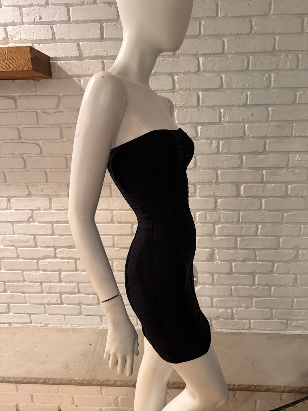 Hervé Léger Black Strapless Bandage Bodycon Mini Dress Size Small - Picture 4 of 15